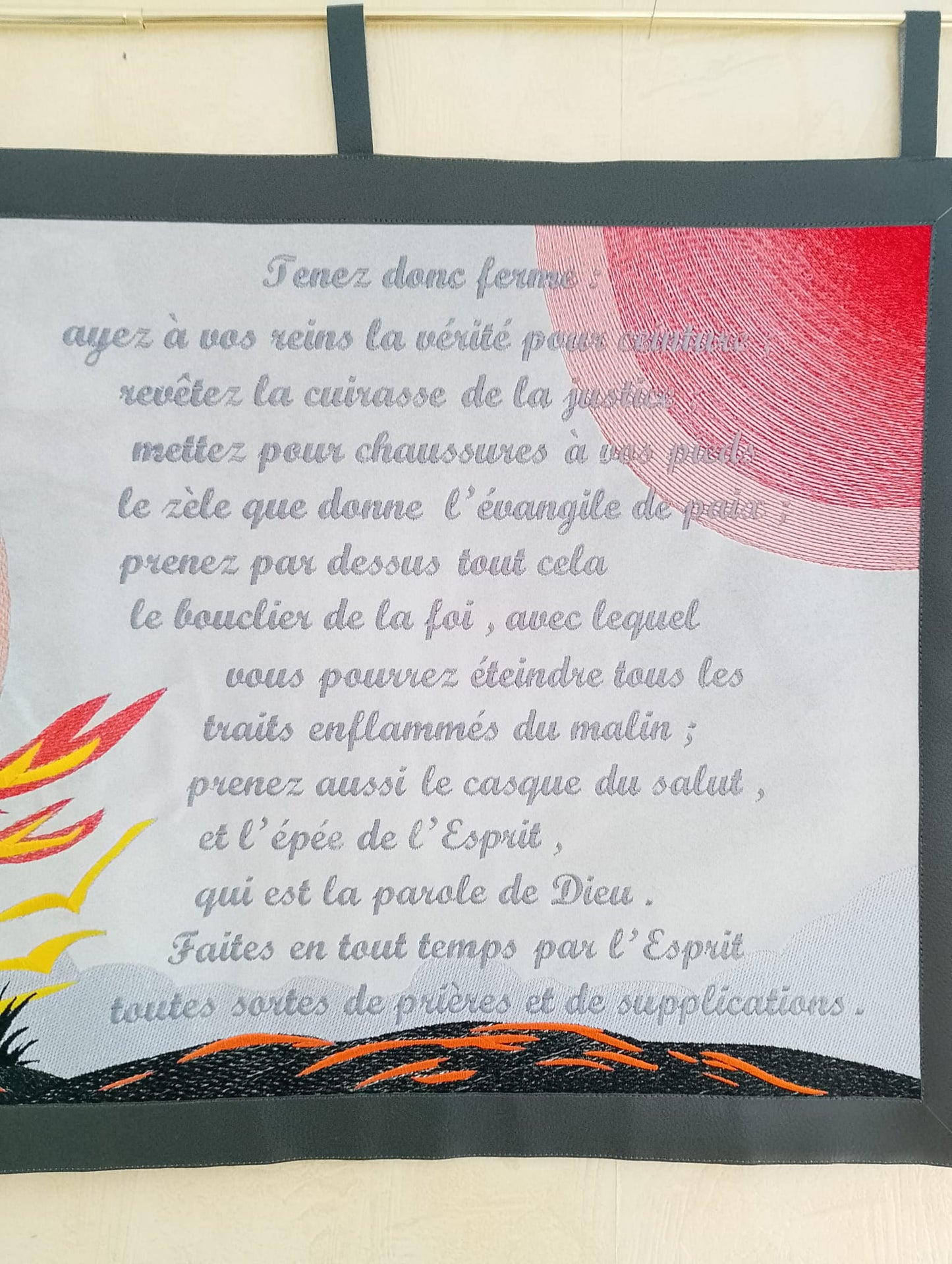 Tableau Tenture Brodé "Soldat" - Armure de Dieu (Éphésiens 6)