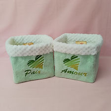 Pochon carré coeur zébré Amour, Paix et Joie