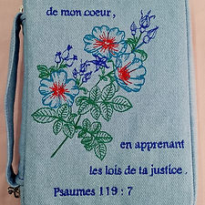 Sacoche Bible en Jeans – Message "Je te louerai…" (Ps 119:7)