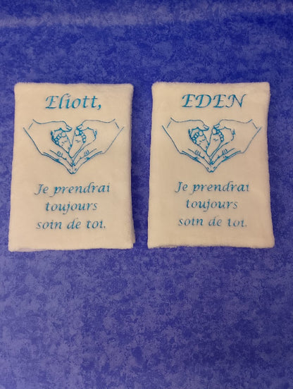 Couvre carnet de santé blanc – Je prendrai toujours soin de toi