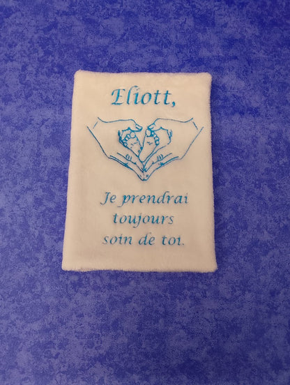 Couvre carnet de santé blanc – Je prendrai toujours soin de toi