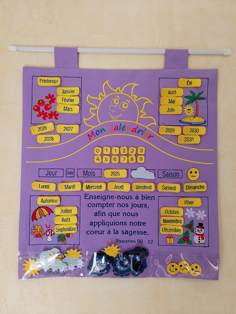 Grande Tenture Murale Pédagogique – "Mon Calendrier" (45 x 50 cm)