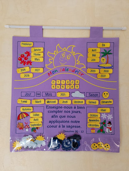 Grande Tenture Murale Pédagogique – "Mon Calendrier" (45 x 50 cm)