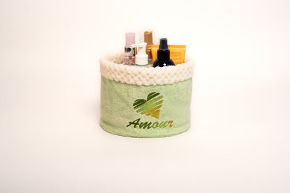 Pochon rond cœur zébré - Amour, Paix ou Joie