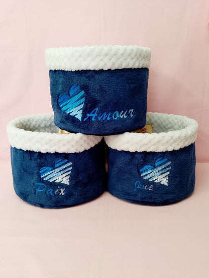 Pochon rond cœur zébré - Amour, Paix ou Joie