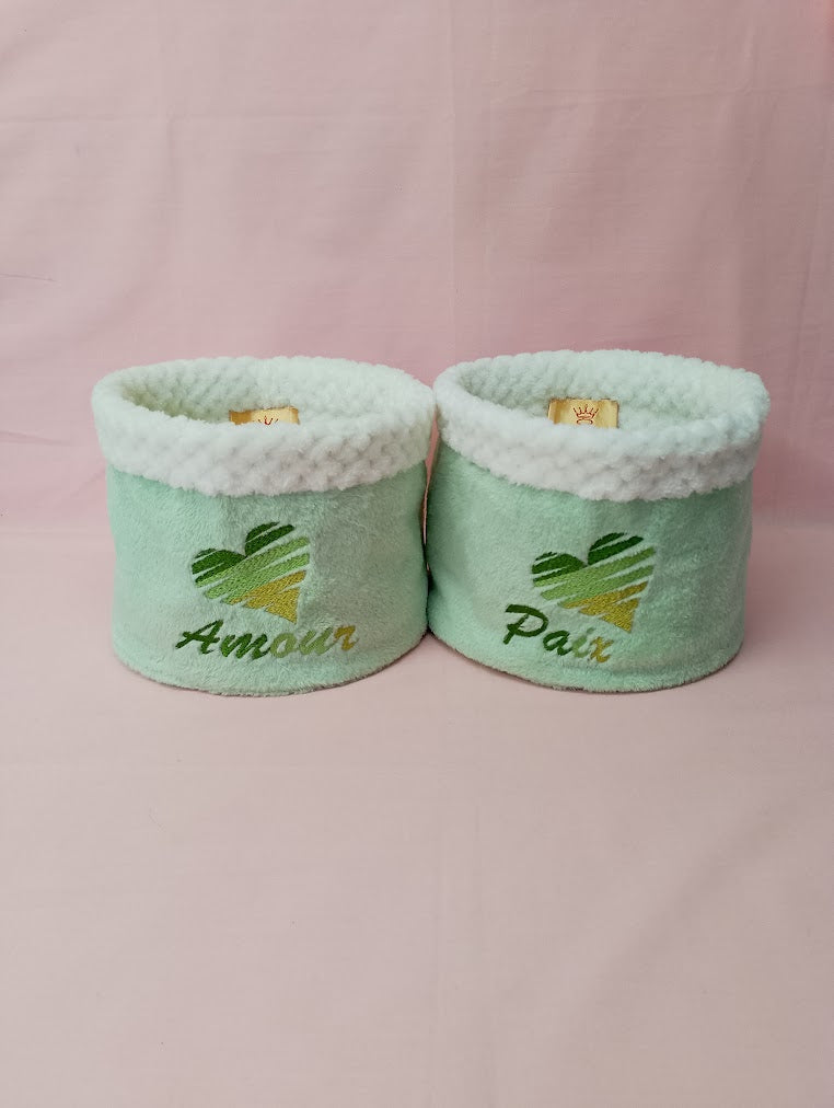 Pochon rond cœur zébré - Amour, Paix ou Joie