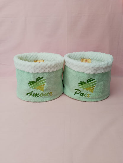 Pochon rond cœur zébré - Amour, Paix ou Joie