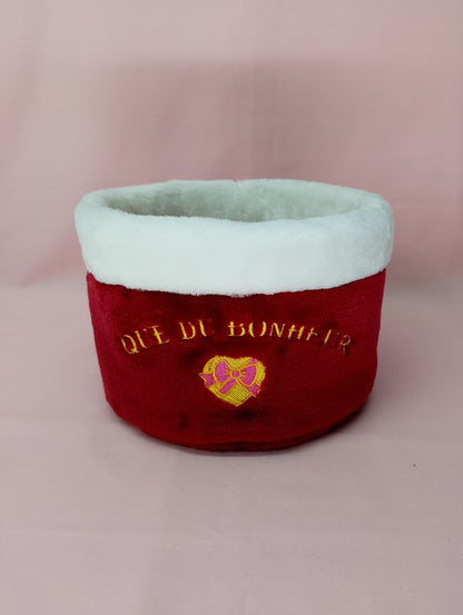 Pochon rond rouge - “Que du bonheur”
