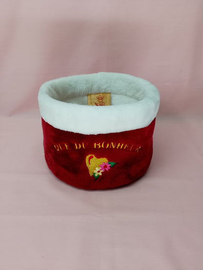 Pochon rond rouge - “Que du bonheur”