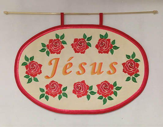 Tenture Murale Ovale Brodé "Jésus"