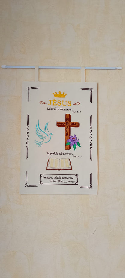Tableau tenture - Jésus, la lumière du monde.