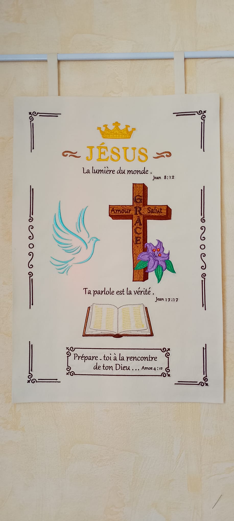 Tableau tenture - Jésus, la lumière du monde.