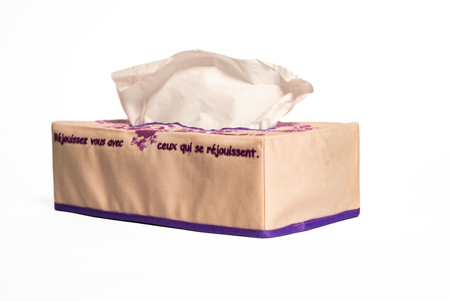 Couvre boîte à mouchoirs – Réjouissez-vous avec ceux qui se réjouissent (Romains 12:15)