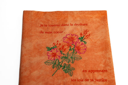 Couvre-livre orange – “Je te louerai dans la droiture de mon cœur” (Psaumes 119:7)