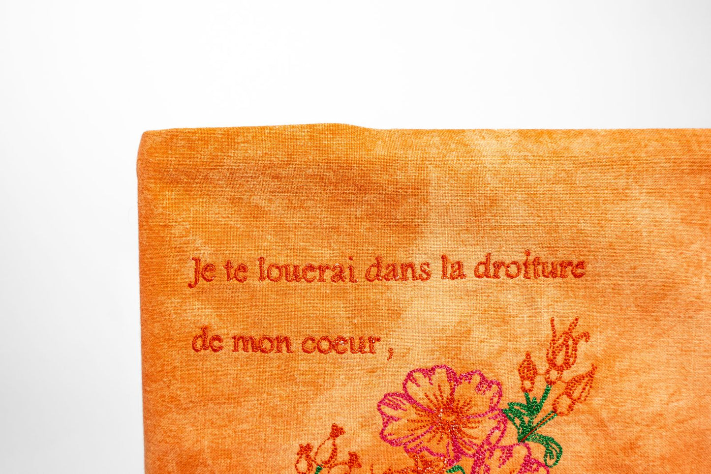 Couvre-livre orange – “Je te louerai dans la droiture de mon cœur” (Psaumes 119:7)