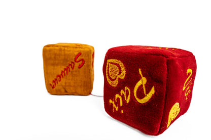 Petits dés décoratifs rouge et jaune