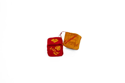 Petits dés décoratifs rouge et jaune