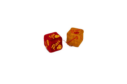 Petits dés décoratifs rouge et jaune