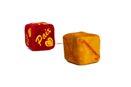 Petits dés décoratifs rouge et jaune