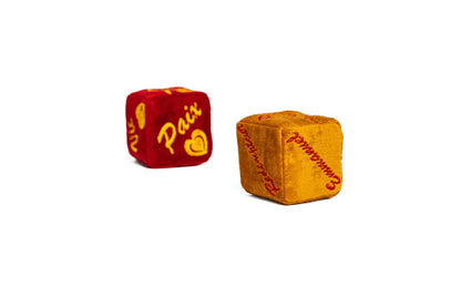 Petits dés décoratifs rouge et jaune