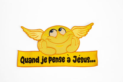 Écusson Smiley – “Quand je pense à Jésus” (N°1)