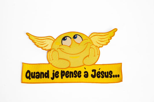 Écusson Smiley – “Quand je pense à Jésus” (N°1)