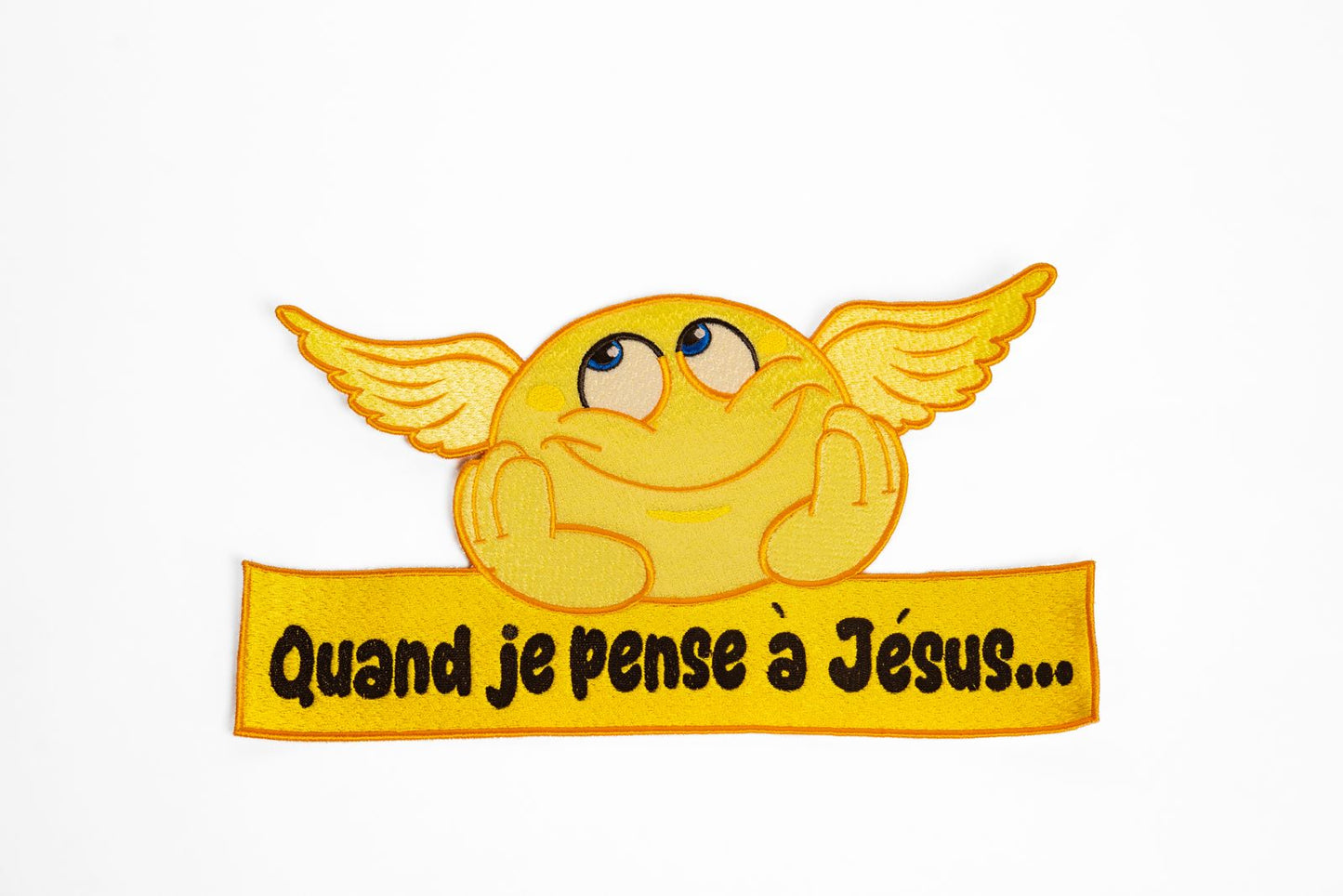 Écusson Smiley – “Quand je pense à Jésus” (N°1)