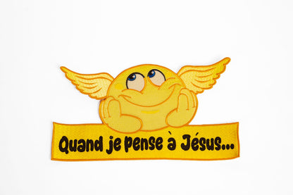 Écusson Smiley – “Quand je pense à Jésus” (N°1)