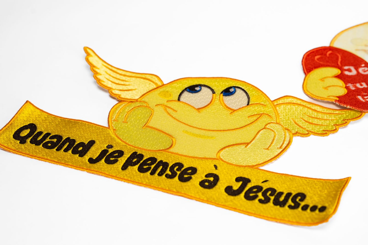 Écusson Smiley – “Quand je pense à Jésus” (N°1)