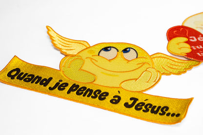 Écusson Smiley – “Quand je pense à Jésus” (N°1)