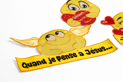 Écusson Smiley – “Quand je pense à Jésus” (N°1)