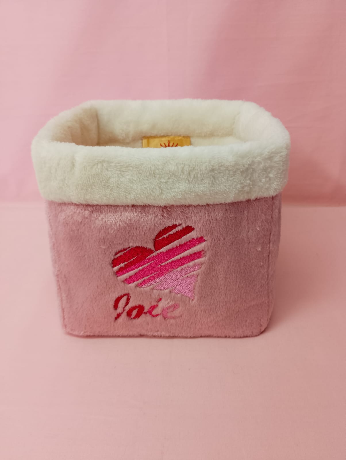 Pochon carré coeur zébré Amour, Paix et Joie