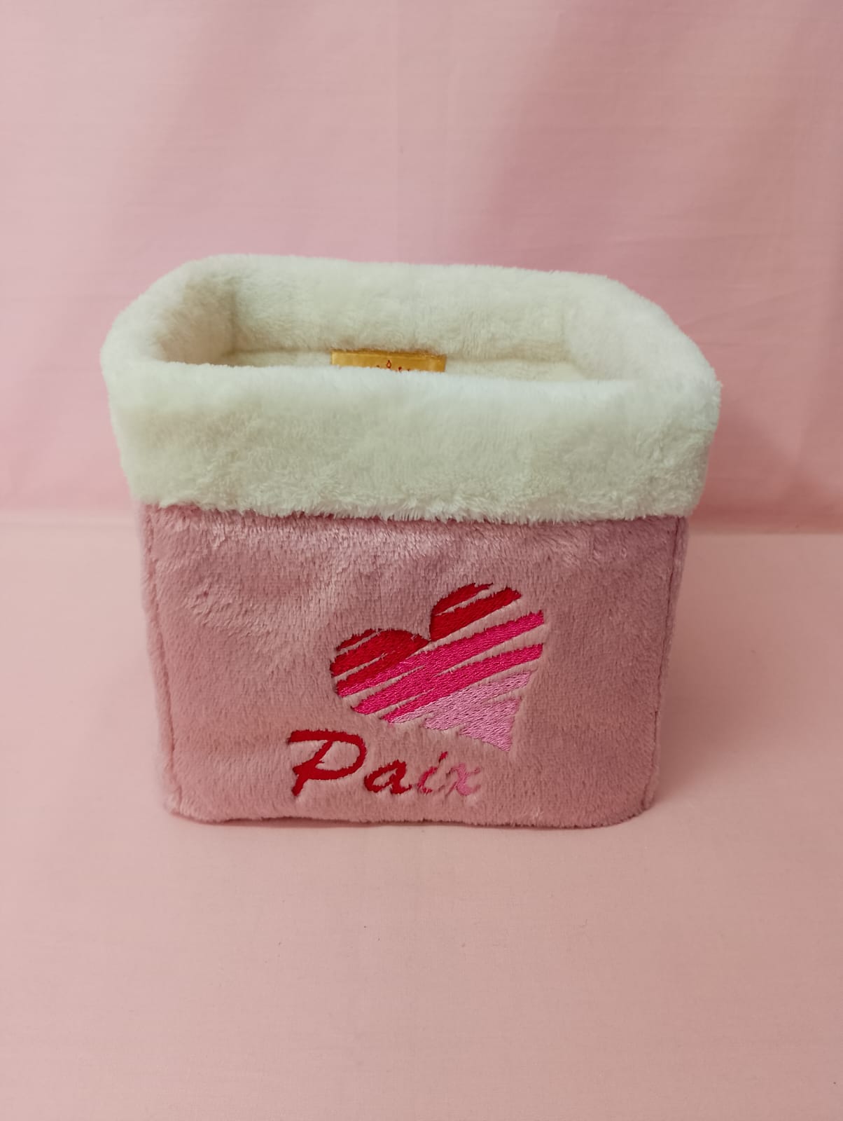 Pochon carré coeur zébré Amour, Paix et Joie