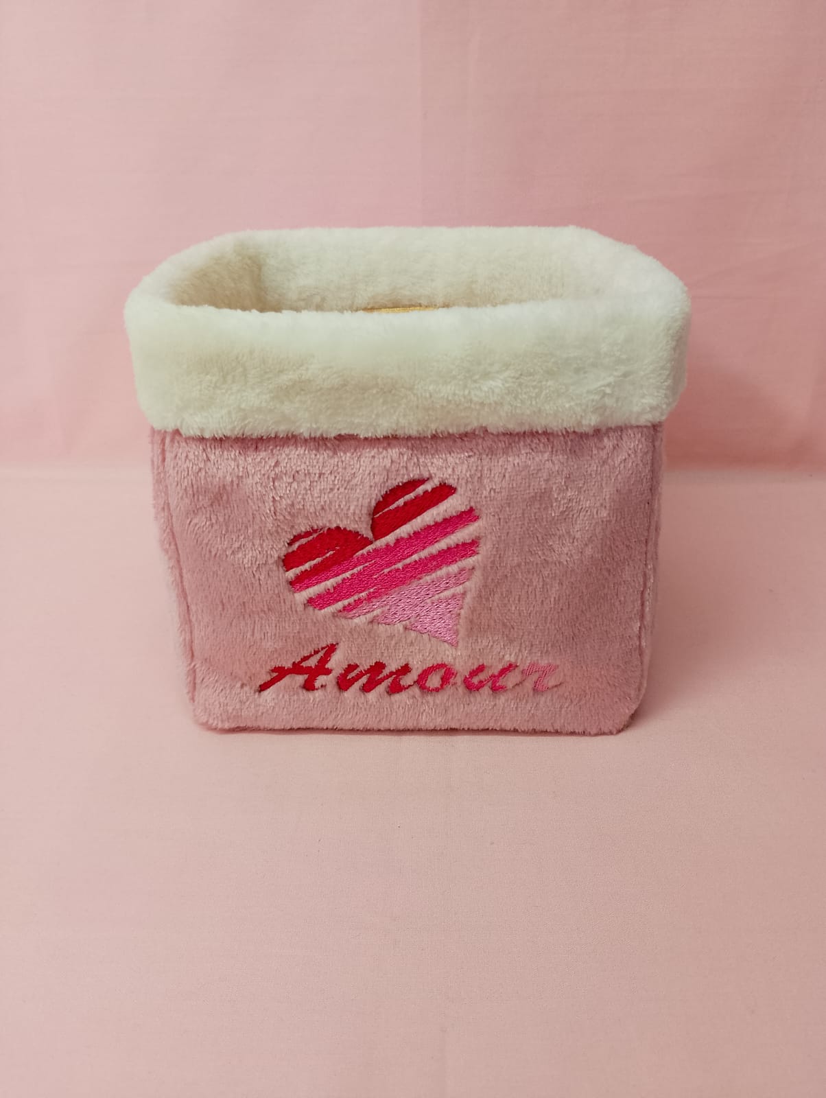 Pochon carré coeur zébré Amour, Paix et Joie