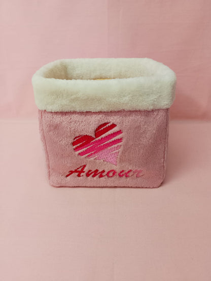 Pochon carré coeur zébré Amour, Paix et Joie