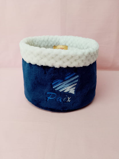 Pochon rond cœur zébré - Amour, Paix ou Joie