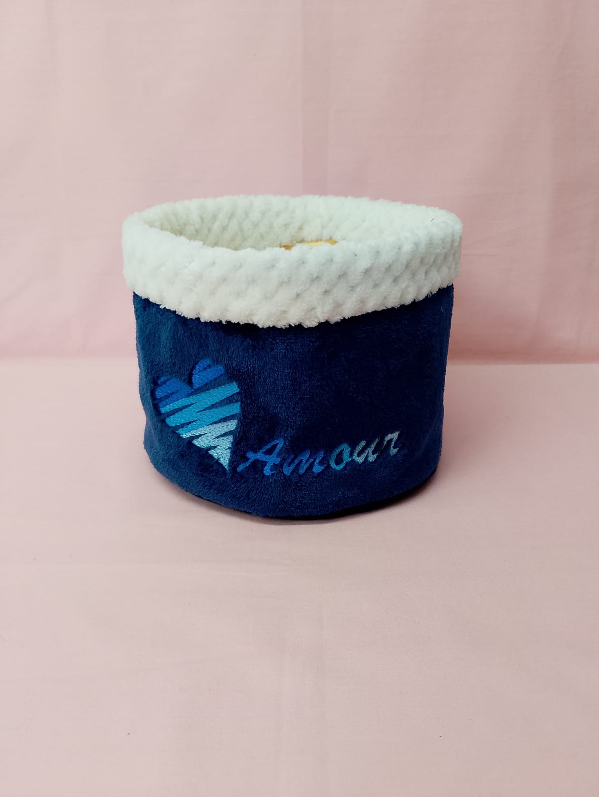 Pochon rond cœur zébré - Amour, Paix ou Joie