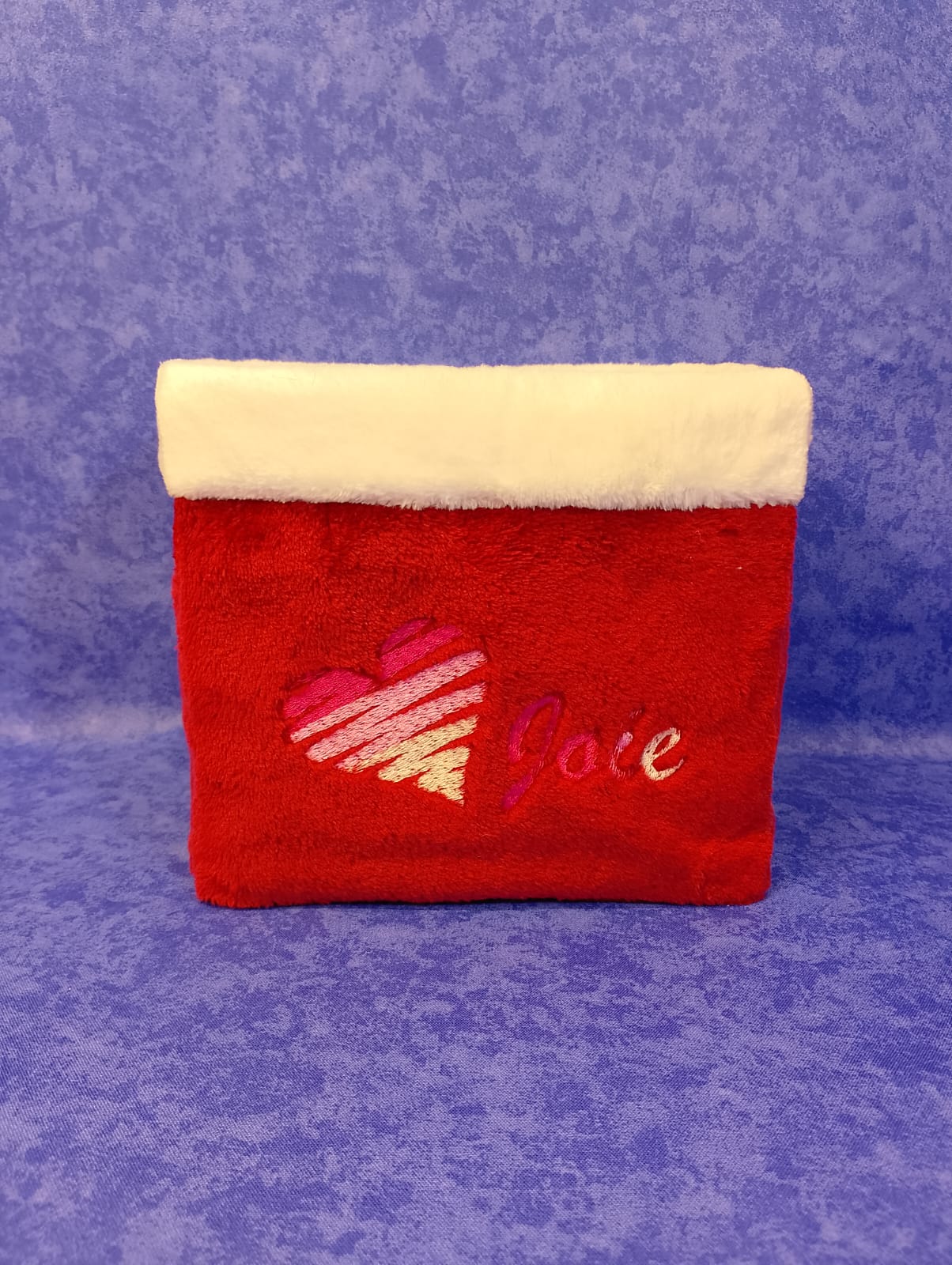 Pochon carré coeur zébré Amour, Paix et Joie