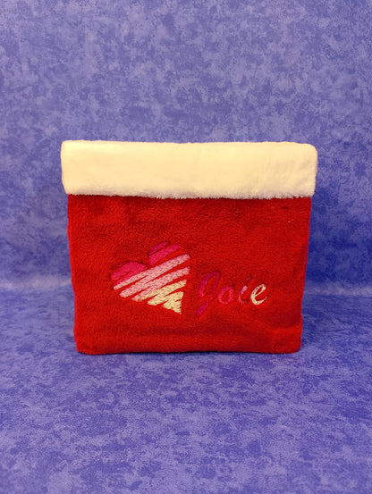 Pochon carré coeur zébré Amour, Paix et Joie