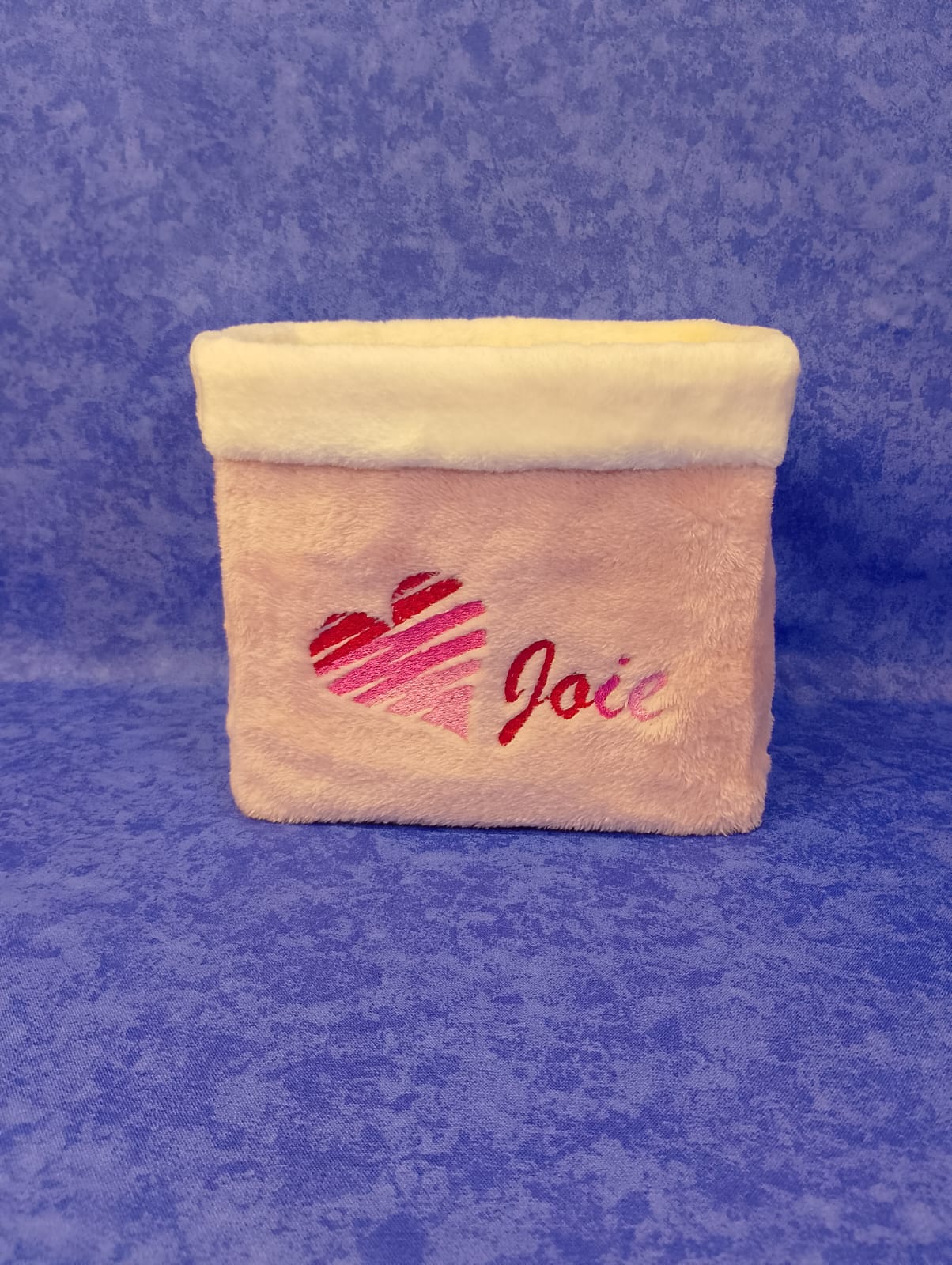 Pochon carré coeur zébré Amour, Paix et Joie