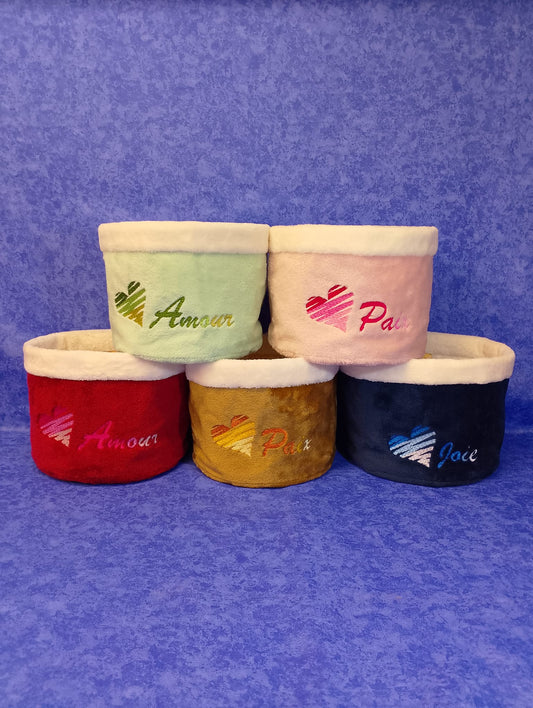 Pochon rond cœur zébré - Amour, Paix ou Joie