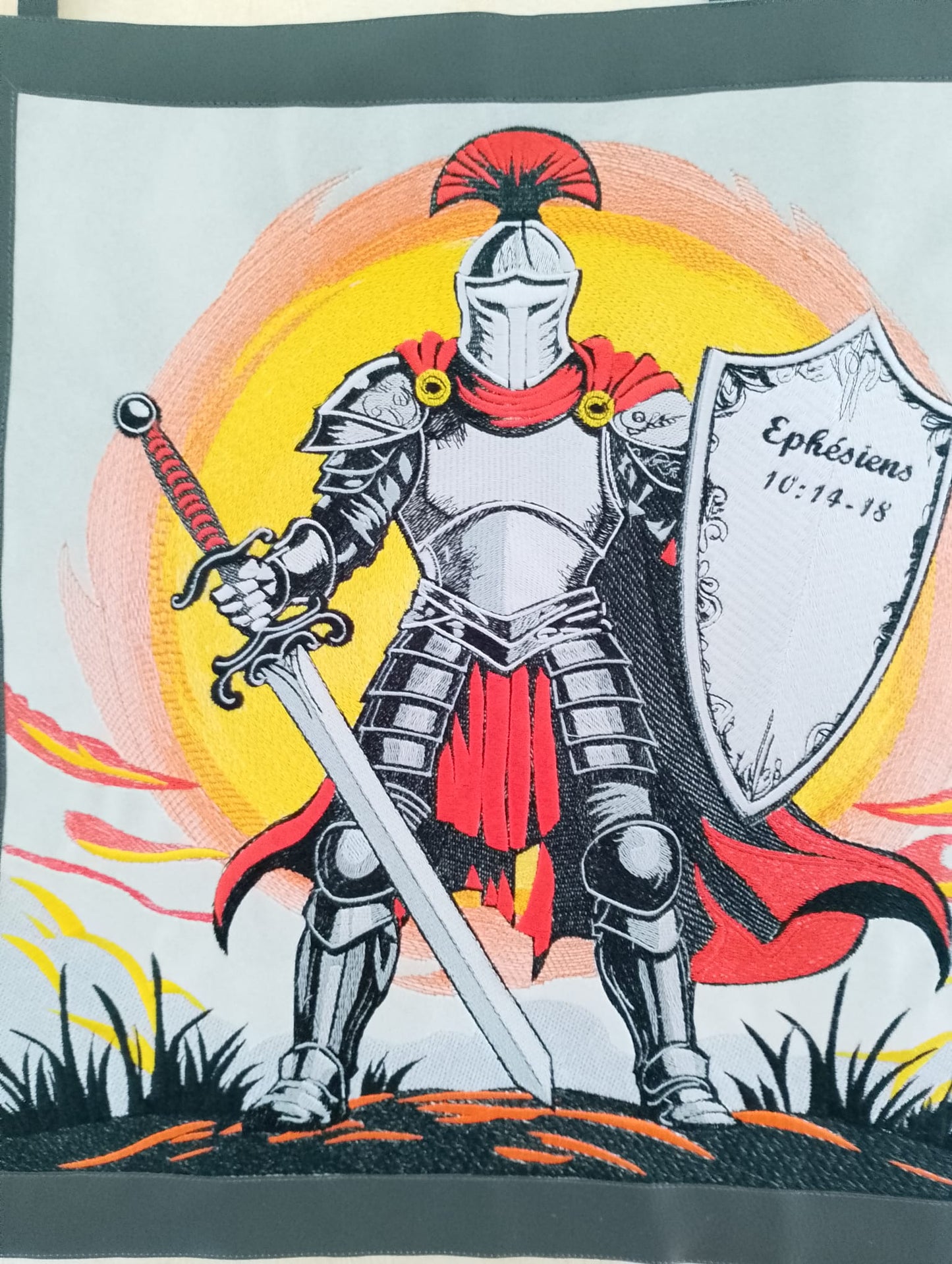 Tableau Tenture Brodé "Soldat" - Armure de Dieu (Éphésiens 6)