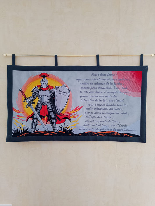 Tableau Tenture Brodé "Soldat" - Armure de Dieu (Éphésiens 6)
