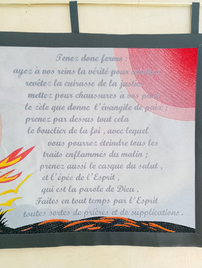 Tableau Tenture Brodé "Soldat" - Armure de Dieu (Éphésiens 6)