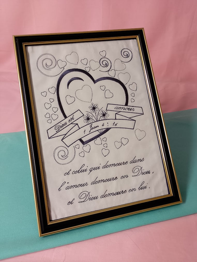 Tableau Inspirant "Dieu est Amour" (1 Jean 4:16) - Cadre en Option