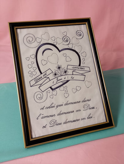 Tableau Inspirant "Dieu est Amour" (1 Jean 4:16) - Cadre en Option