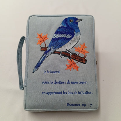 Sacoche Bible en Jeans – Message "Je te louerai dans la droiture…" (Ps 117:7)