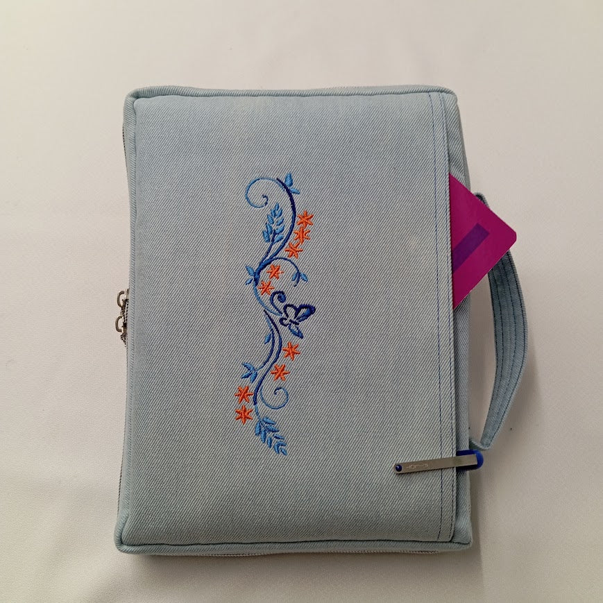 Sacoche Bible en Jeans – Message "Je te louerai dans la droiture…" (Ps 117:7)